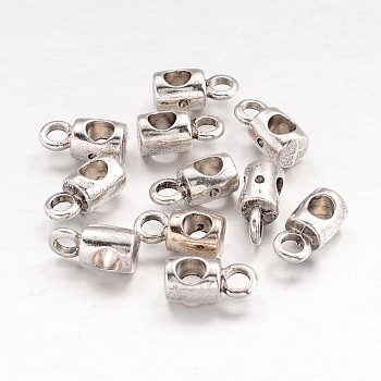 Tibetan Style Hangers, Bail Beads, Cadmium Free & Lead Free, Cuboid, Antique Silver, 12x6x7mm, Hole: 3mm, Inner Diameter: 5mm