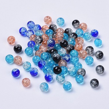 5 Colors Spray Painted & Baking Painted Crackle Glass Beads(CCG-X0010-11-8mm)-2