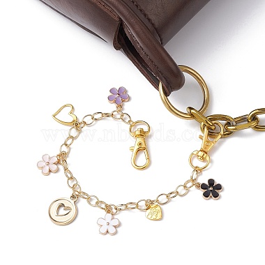 Flower Heart Alloy & 316L Surgical Stainless Steel Pendant Bag Chains(AJEW-BA00129)-2