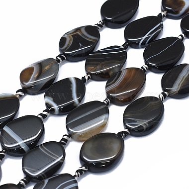 23mm Black Twist Banded Agate Beads