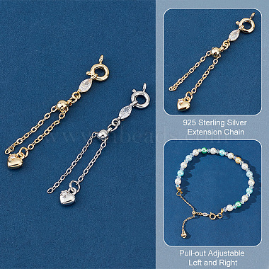 Elite 4Pcs 2 Colors Alloy & Brass Chain Extender with Cubic Zirconia(FIND-PH0017-99)-4