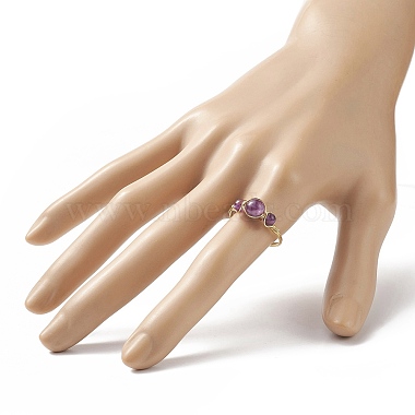 Natural Amethyst Round Braided Beaded Finger Ring(RJEW-JR00550-04)-3