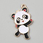 Alloy Enamel Pendants, Cartoon Sports Animal, Golden, Panda, 33.5x20x1.5mm, Hole: 2mm(FIND-CJC0028-06G-01)