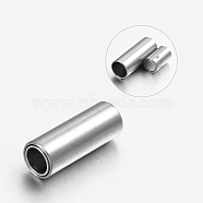 304 Stainless Steel Magnetic Clasps with Glue-in Ends, Column, Stainless Steel Color, 16x6mm, Hole: 4mm(STAS-L131-03)