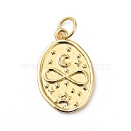 Rack Plating Brass Pendants, Oval Charm with Moon & Infinity, Cadmium Free & Nickel Free & Lead Free, Real 18K Gold Plated, 18.5x12x2mm, Hole: 3.6mm(KK-H431-49G)