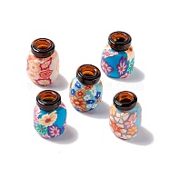 Refillable Empty Perfume Glass Bottles, without Plugs, Covered with Polymer Clay, Flower Mixed Patterns, Mixed Color, 1.85x2.35cm, Hole: 7mm, Capacity: 2ml(0.07fl. oz)(AJEW-A040-01)
