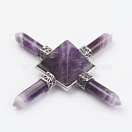 Natural Amethyst Pyramid Energy Generator, Healing Stone Point Four Directions Decoration, for Reiki Balancing Meditation, 88~94x88~94mm(G-F423-01)