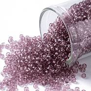 TOHO Round Seed Beads, Japanese Seed Beads, (6) Transparent Light Amethyst, 11/0, 2.2mm, Hole: 0.8mm, about 1110pcs/bottle, 10g/bottle(SEED-JPTR11-0006)