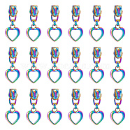 18Pcs Zinc Alloy Zipper Puller, Garment Accessories, Heart, Rainbow Color, 4cm(FIND-HY0002-77)