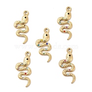 Vacuum Plating 201 Stainless Steel with Rhinestone Pendants, Snake Charms, Real 18K Gold Plated, Mixed Color, 30x13x3mm, Hole: 2mm(STAS-J401-VC1049)
