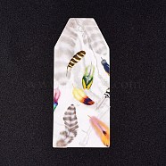 Paper Gift Tags, Hange Tags, For Arts and Crafts, with Feather Pattern, Colorful, 60x25x0.3mm, Hole: 3mm(CDIS-L003-F08)
