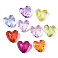 Transparent Acrylic Beads, Mixed Color, Faceted, Heart, Mixed Color, 12x12x8mm, Hole: 1.4mm, about 850pcs/500g(TACR-ZX017-01)