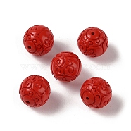 Synthetic Coral Carved Beads, Dyed, Round, FireBrick, 15mm, Hole: 1.5mm(CORA-C001-08C)