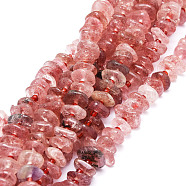 Natural Strawberry Quartz Beads Strands, Nuggets, 8~11x9~14x1.5~5mm, Hole: 0.8mm, about 74pcs/strand, 15.55''(39.5cm)(G-E569-J09)