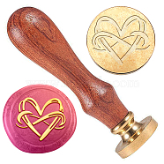 Wax Seal Stamp Set, Golden Tone Sealing Wax Stamp Solid Brass Head, with Retro Wood Handle, for Envelopes Invitations, Gift Card, Heart, 83x22mm, Stamps: 25x14.5mm(AJEW-WH0208-994)