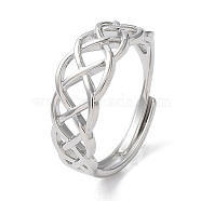 304 Stainless Steel Hollow Sailor's Knot Adjustable Rings, Stainless Steel Color, Inner Diameter: 18mm(RJEW-D006-28P)
