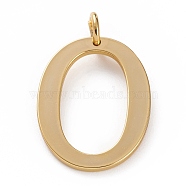 Golden Brass Pendants, Long-Lasting Plated, Letter, Letter.O, 27x20.5x1.5mm, Hole: 3.5mm(KK-P194-01G-O)