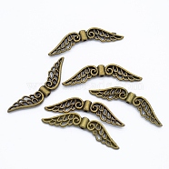 Tibetan Style Alloy Beads, Wing, Antique Bronze, 31x8x2mm, Hole: 1.2mm(FIND-PW0001-007AB)
