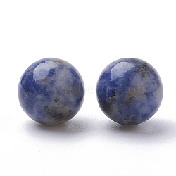 Natural Blue Spot Jasper Beads, Half Drilled, Round, 10mm, Hole: 1mm(G-S288-01-10mm)