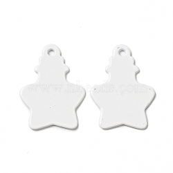 Spray Painted 201 Stainless Steel Pendants, Star Shaped Bottle Charm, White, 18x13x1mm, Hole: 1.2mm(STAS-G304-02E)