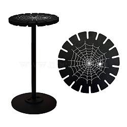 Wooden Wheel, Wooden Display Shelf, Black Holder Stand, Rustic Divination Pendulum Storage Rack, Witch Stuff, Spider Web Pattern, Wheel: 120x8mm, 2pcs, Studdle: 288x12mm, 1pc(DJEW-WH0046-051)