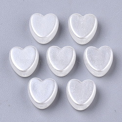 ABS Plastic Imitation Pearl Beads, Heart, Creamy White, 8x8x4mm, Hole: 1.5mm(X-OACR-N008-001)