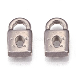 304 Stainless Steel Pendant, Padlock, Stainless Steel Color, 10x6x2.5mm, Hole: 2.5x3mm(STAS-H109-27E-P)