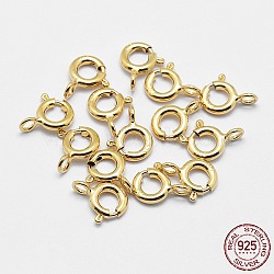 925 Sterling Silver Spring Ring Clasps, Ring, with 925 Stamp, Golden, 9x7x1.5mm, Hole: 1.5mm(STER-K167-076B-G)