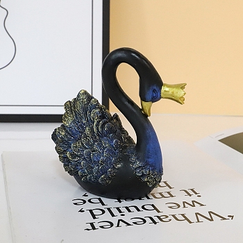 Resin Swan Figurines, for Home Desktop Decoration, Royal Blue, 125x120mm