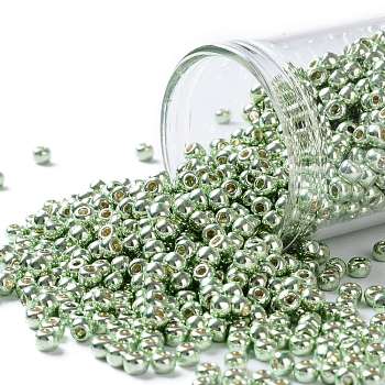 TOHO Round Seed Beads, Japanese Seed Beads, (PF560) PermaFinish Lime Green Metallic, 8/0, 3mm, Hole: 1mm, about 1111pcs/50g