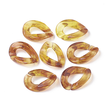 Transparent Acrylic Linking Rings, Quick Link Connectors, for Curb Chain Making, Twist Oval, Chocolate, 30x21x6mm, Hole: 8x16mm, about 288pcs/500g