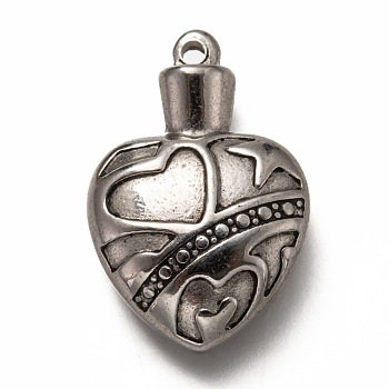 304 Stainless Steel Pendant Cabochon Settings for Enamel, Heart, Stainless Steel Color, 28x19x7.5mm, Hole: 1.8mm