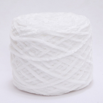 Wool Chenille Yarn, Velvet Cotton Hand Knitting Threads, for Baby Sweater Scarf Fabric Needlework Craft, White, 3mm, 90~100g/skein