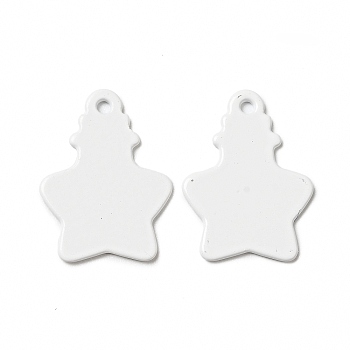 Spray Painted 201 Stainless Steel Pendants, Star Shaped Bottle Charm, White, 18x13x1mm, Hole: 1.2mm