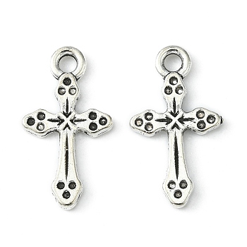 Alloy Pendants, Lead Free and Cadmium Free, Cross, Antique Silver, about 19mm long, 10.5mm wide, 2mm thick, hole: 2mm