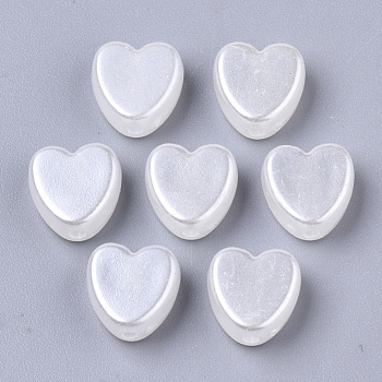 ABS Plastic Imitation Pearl Beads, Heart, Creamy White, 8x8x4mm, Hole: 1.5mm