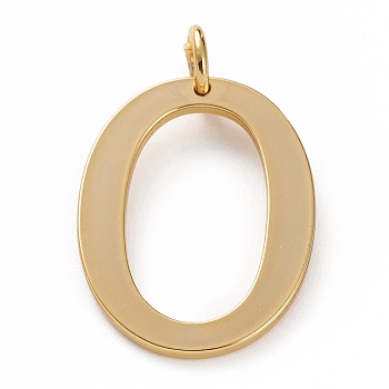 Golden Brass Pendants, Long-Lasting Plated, Letter, Letter.O, 27x20.5x1.5mm, Hole: 3.5mm