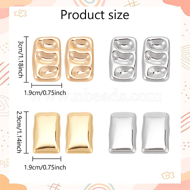 Real 14K Gold Plated 4 Pairs 4 Style Alloy Stud Earrings for Women(EJEW-AN0004-24)-2