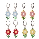 4 Pair 4 Color Alloy Enamel Flower Dangle Leverback Earrings(EJEW-JE05236)-1
