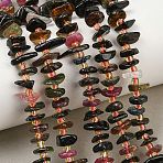 Natural Multicolor Tourmaline Beads Strands, Nuggets, 7.5~13x6~13x2~5mm, Hole: 0.9mm, about 68~86pcs/strand, 15.35~15.75''(39~40cm)(GG-CBA3A44-B13-01)
