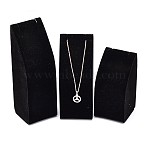 Wood Necklace Rectangle Displays, Covered with Velvet, Long Chain Necklace Display Stand, Black, 11~17x5.5x5.5cm(NDIS-L001-12B)