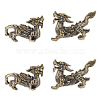 2 Pairs Brass PiXiu Figurine Display Decorations, for Home Office Desktop Decoration, Antique Bronze, 42.5~50x17~20.5x28~31mm(DJEW-FH0001-38)