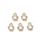 Brass Micro Pave Cubic Zirconia Pendants, Flat Round Charms, Ion Plating(IP), Real 18K Gold Plated, 5.5x4.5x2.5mm, Hole: 1mm(KK-H515-05G)