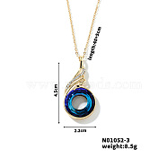 Cute and Stylish Phenix Glass Pendant Necklace, with Brass Cable Chain for Women, Perfect for Any Outfit, Blue, 15.75 inch(40cm)+5cm(ZV1349-3)