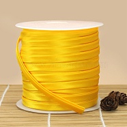 Flat Satin Piping Trim, Polyester Ribbon for Cheongsam, Clothing Decoration, Gold, 3/8 inch(10mm), about 54.68 Yards(50m)/Roll(OCOR-WH0074-35A)