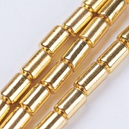 Electroplate Non-magnetic Synthetic Hematite Beads Strands, Grade AA, Column, Golden Plated, 4x2mm, Hole: 0.2mm, about 95~99pcs/strand, 15.5~15.6 inch(39.5~39.8cm)(G-F553-03A-G)