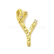 Rack Plating Brass Micro Pave Cubic Zirconia European Dangle Charms, Large Hole Letter Pendant, Real 18K Gold Plated, Long-Lasting Plated, Cadmium Free & Lead Free, Letter Y, 23.5mm, Charm: 17x12x2mm, Hole: 4x2.5mm(KK-L210-015G-Y)