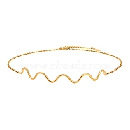 Stainless Steel Wavy Line Choker Necklaces, Golden, 12.60 inch(32cm)(PW-WG07BB7-01)