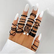 Alloy Finger Rings, Mixed Style, Black, No Size(FS-WG89220-08)