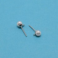 304 Stainless Steel Stud Earring Findings, with Acrylic Imitation Pearl Beads and Loop, Stainless Steel Color, 17x6.5mm, Hole: 0.8mm, Pin: 0.8mm(STAS-WH0029-02A-02)